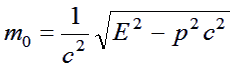 m0 =  sqrt(E^2 - p^2 c^2)/c^2